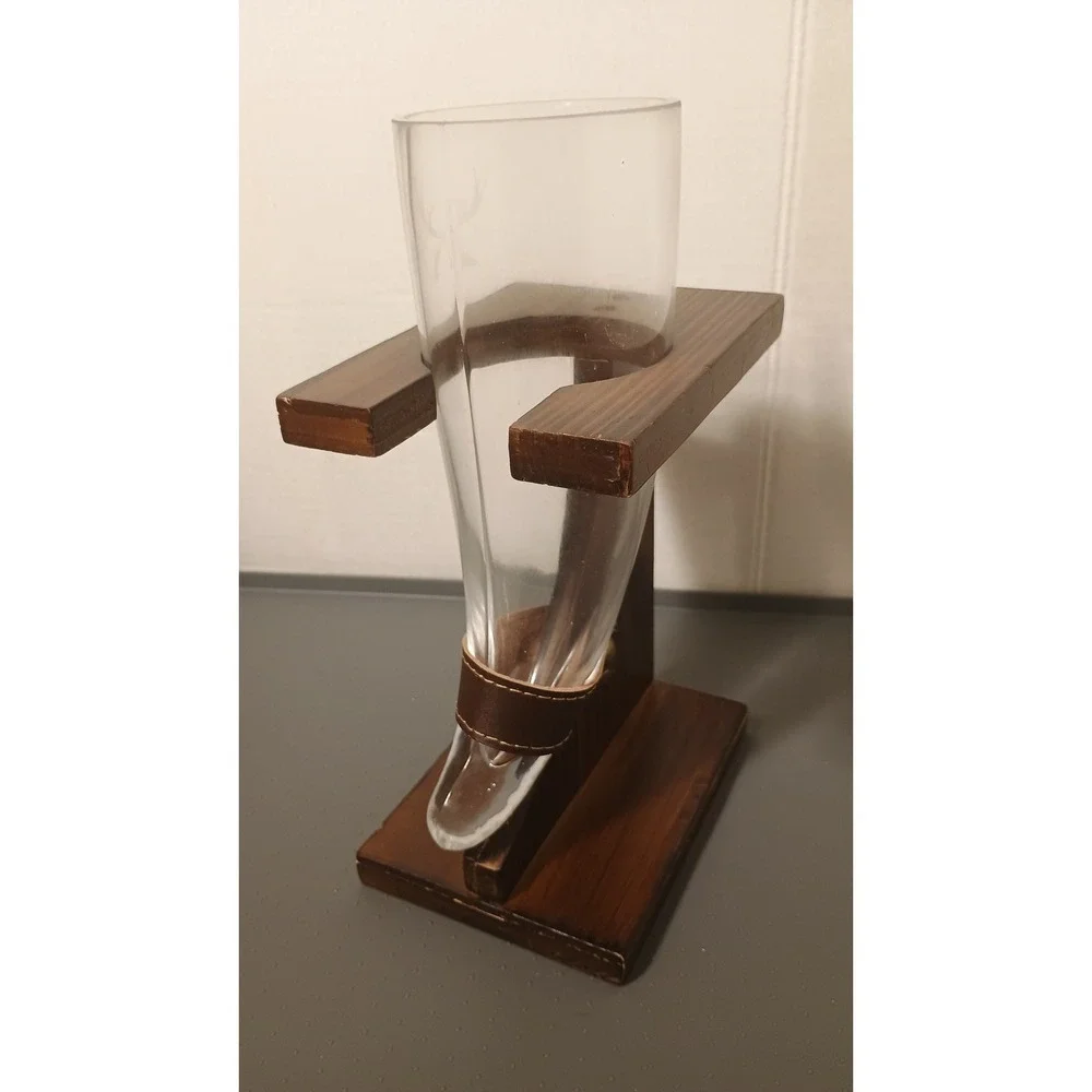 Drinking Horn Glass Stand Unisex OS Brown Good Etched Antler Rustic